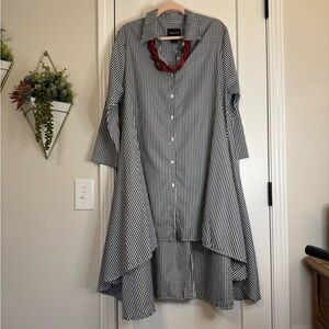 Step In Style High/Low Gingham Check Dress & Lucite Necklace Bundle